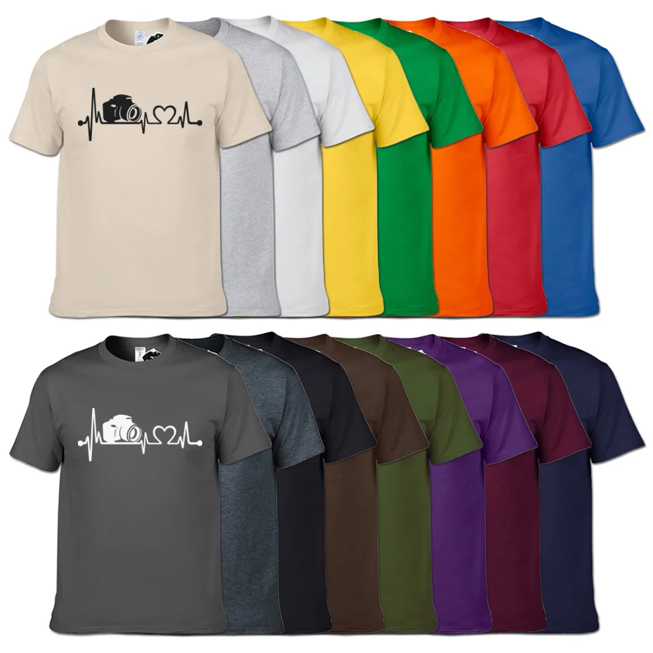 Новая камера сердцебиение спасательный круг Забавный принт футболка мужская