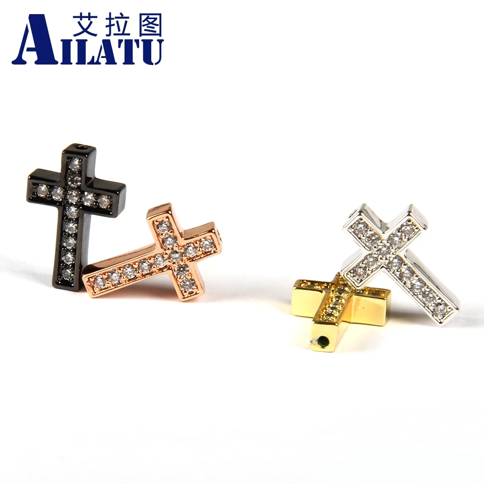 

Ailatu 10 шт./лот микро паве прозрачный Cz религиозный крест подходят DIY модные браслеты ювелирные изделия