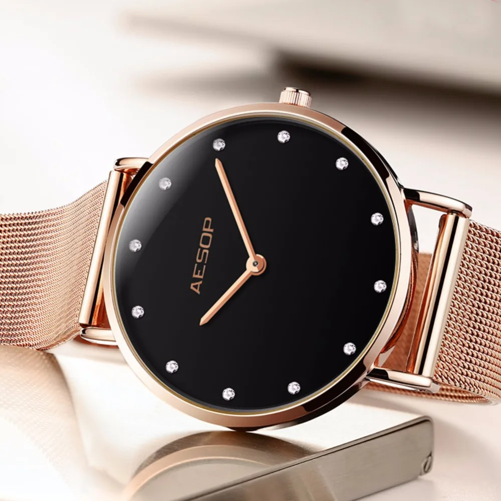 OLEVS женские часы из розового золота люксовый бренд нержавеющая сталь наручные