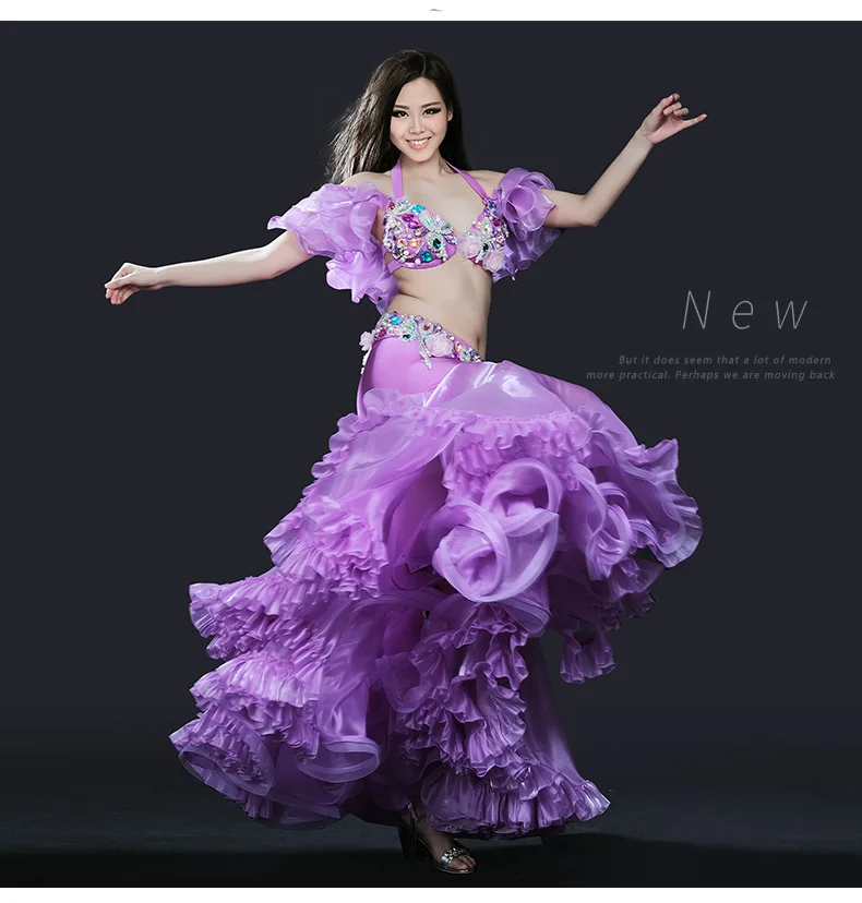 Супер сексуальный костюм для танца живота Профессиональный Bellydance платье одежда большая Расширенная полная юбка представление костюм: бюстгальтер и юбка и руки