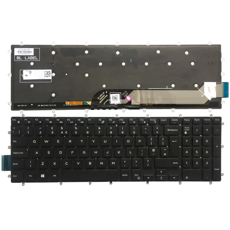 

New UK laptop keyboard for Dell PK131Q02B00 NSK-EC0BC 01 9Z.NCZLD.A01 03NVJK keyboard layout White font with Backlit