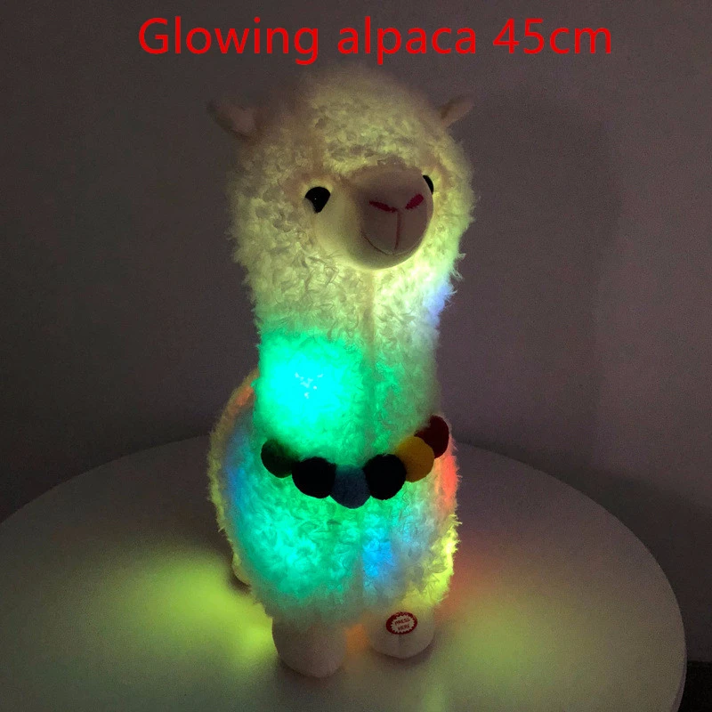 A glowing Новая светящаяся плюшевая игрушка Альпака ламы, плюшевая игрушка, светодиодная Радужная альпака, светящаяся игрушка Alpacasso для детей, подарки на день рождения - Цвет: A glowing