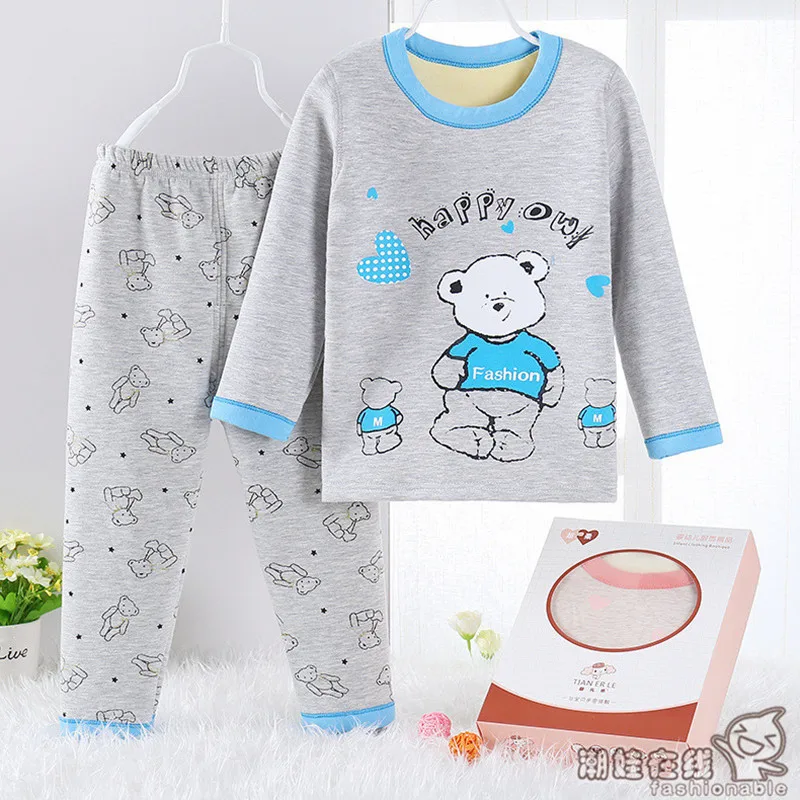 Pijama infantil/комплект одежды, зимняя детская хлопковая флисовая Пижама, пижамы для мальчиков и девочек детская рубашка+ штаны, комплект одежды, пижама
