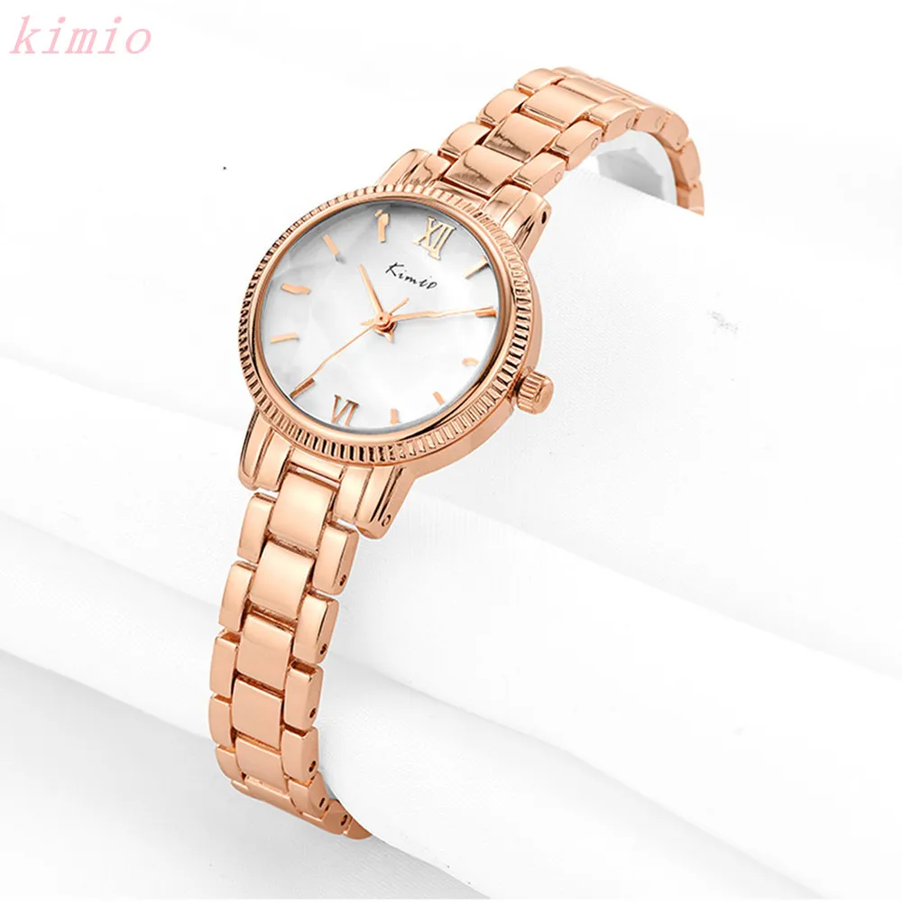 Kimio Женские Часы Топ Люксовый Бренд Полный Нержавеющей Стали Розового золота