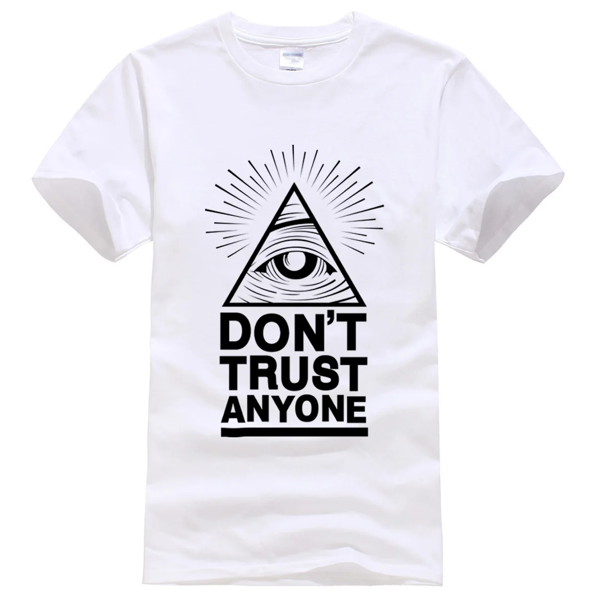 white1 Лето, новинка, мужские футболки, Dont Trust Anyone Illuminati All Seeing Eye, футболка с буквенным принтом, Мужская футболка, повседневные топы, футболки - Цвет: white1