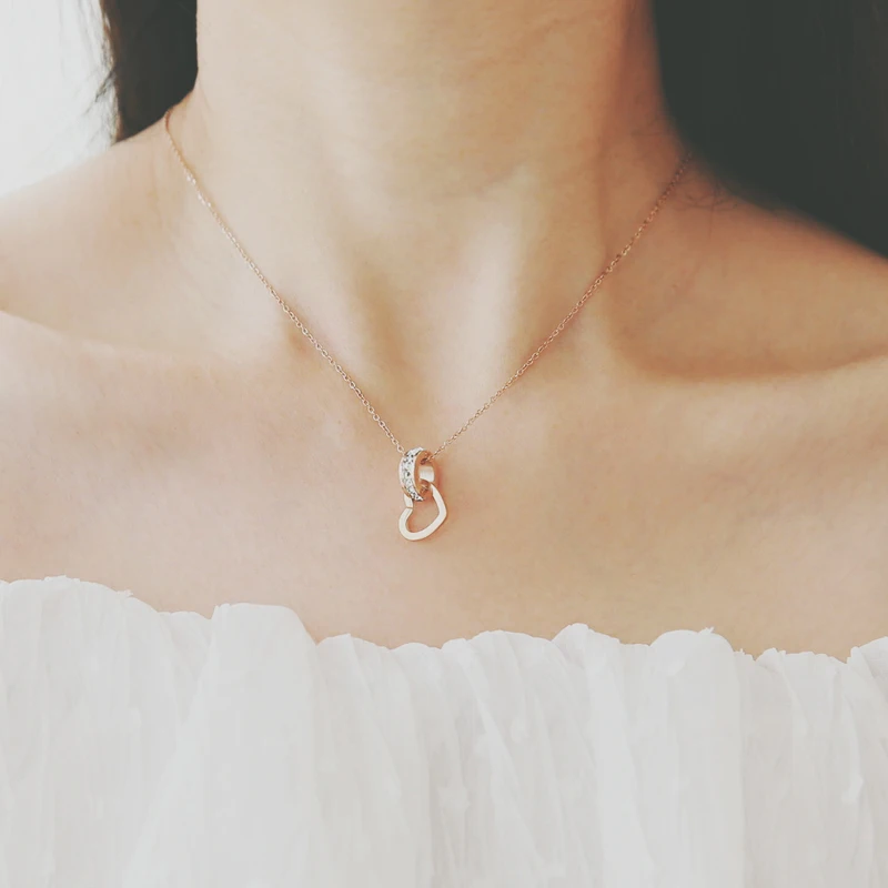Ювелирное ожерелье из титановой стали Circle Love модное с подвеской в виде ключицы