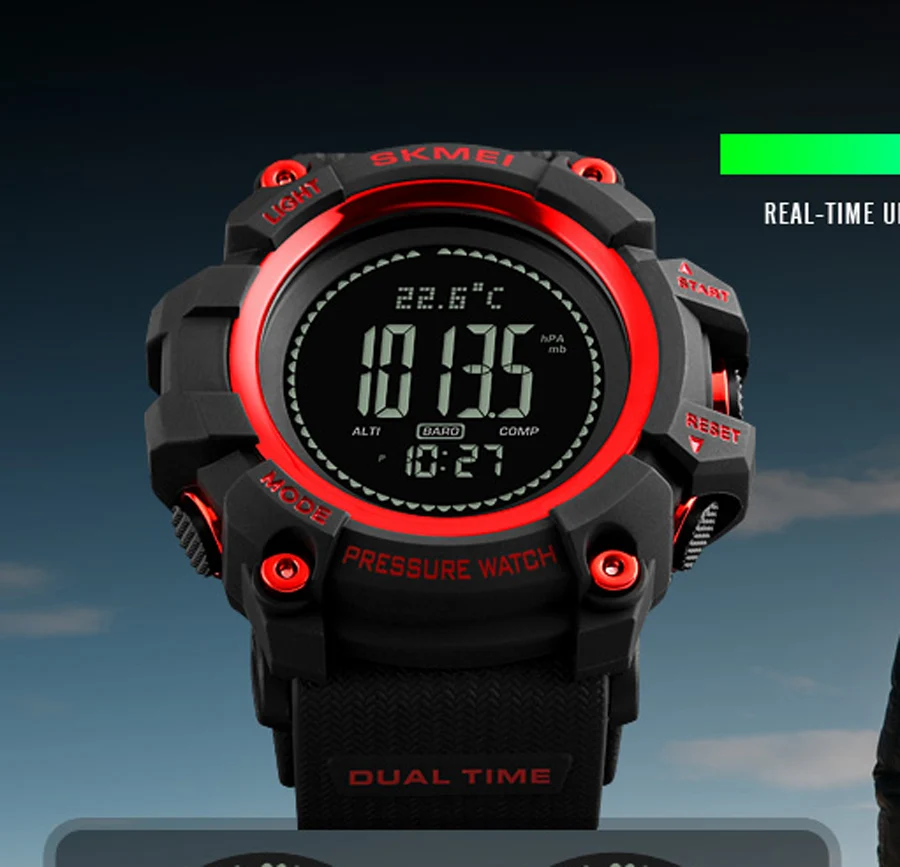 

SKMEI Brand Man Sports Watch Hours Pedometer Calories Digital Watch Altimeter Barometer Compass Thermometer Weather Men Watch