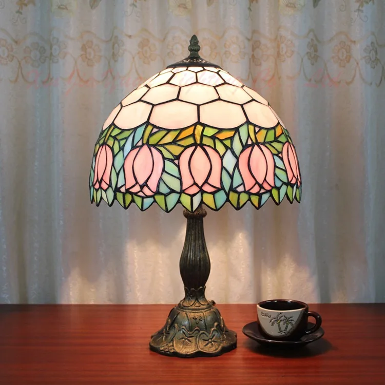 12 дюймов Тиффани Роза настольная лампа витражное стекло для гостиной кухни бар