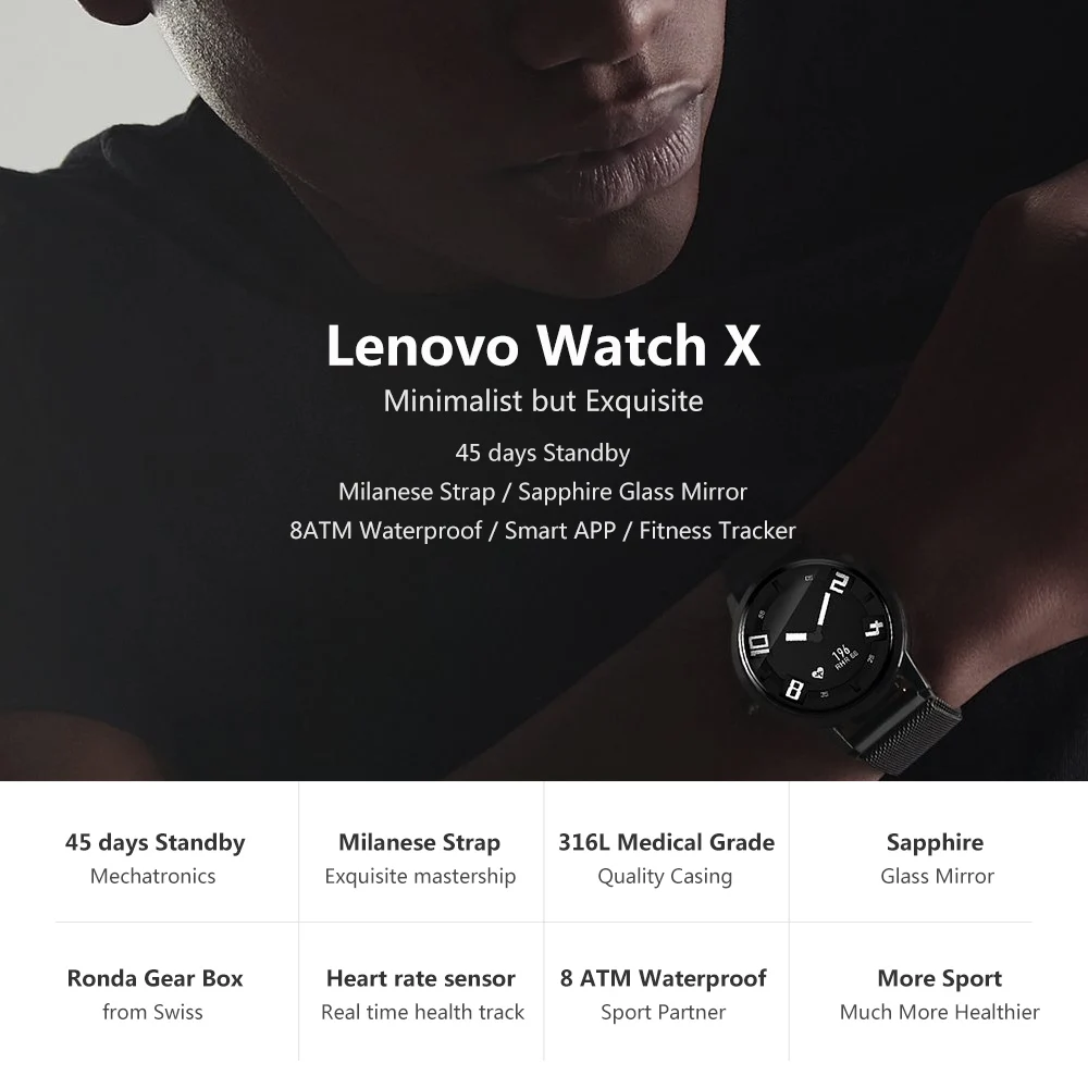 Lenovo Watch X/Watch X Plus Смарт-часы 80 атм водонепроницаемые светящиеся указки фитнес-трекер сна монитор сердечного ритма умные часы