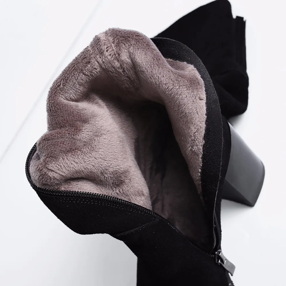 Женские сапоги до колена теплые зимние на меху ручной работы высококачественные