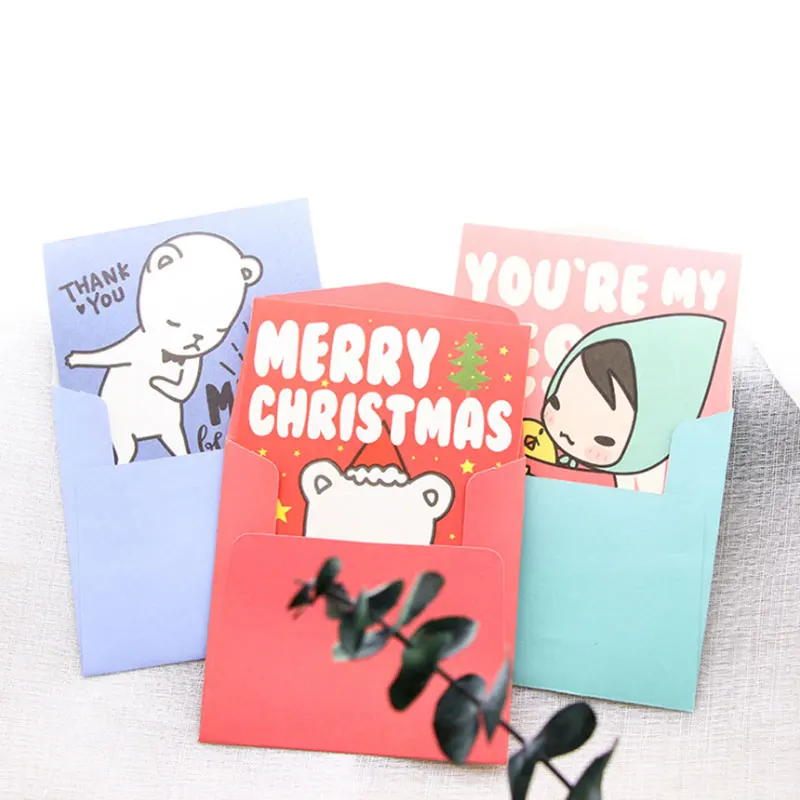 1 шт. милая Складная Рождественская открытка для девочек с конвертом подарок на