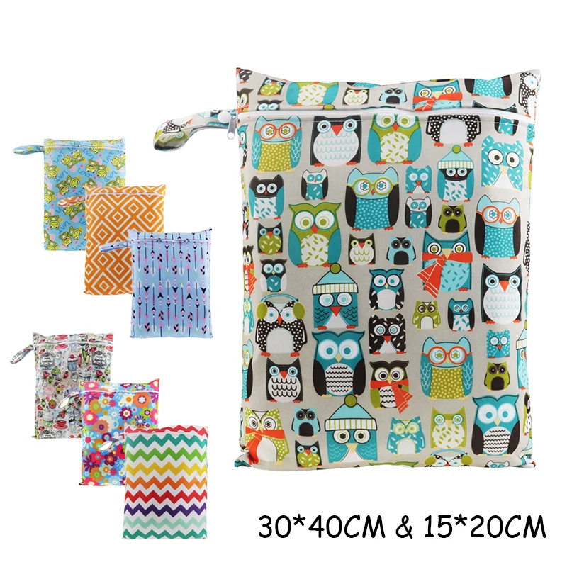 

30*40cm & 15*20cm PUL Printed Diaper Waterproof Dry Wet Bag Nappy Bags Pail Liner Laundry Bag For Baby Reusable Cloth Diaper