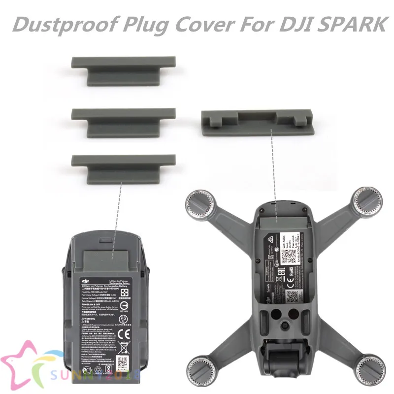 

4pcs Dustproof Plug Cover For DJI SPARK frame and Battery (1for frame,3 for Battery)