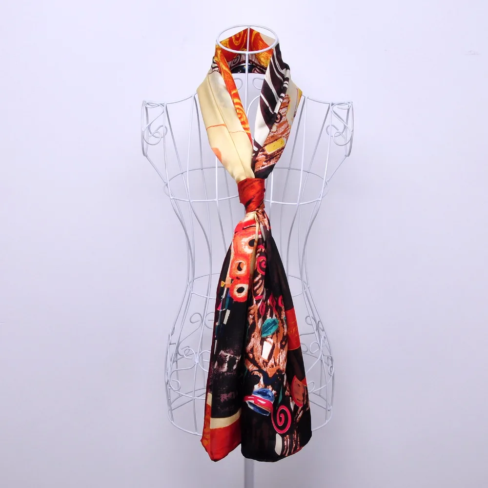 

Women Luxury 100% Silk Long Scarf Headband Wrap Gustav Klimt's "Judith II" aka "Giuditta Salome Brand New