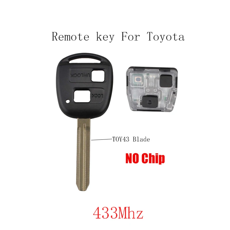 2 кнопки 433 МГц Автомобильный Дистанционный ключ для Toyota RAV4 Prado Tarago Kluger Avensis 2003-2010