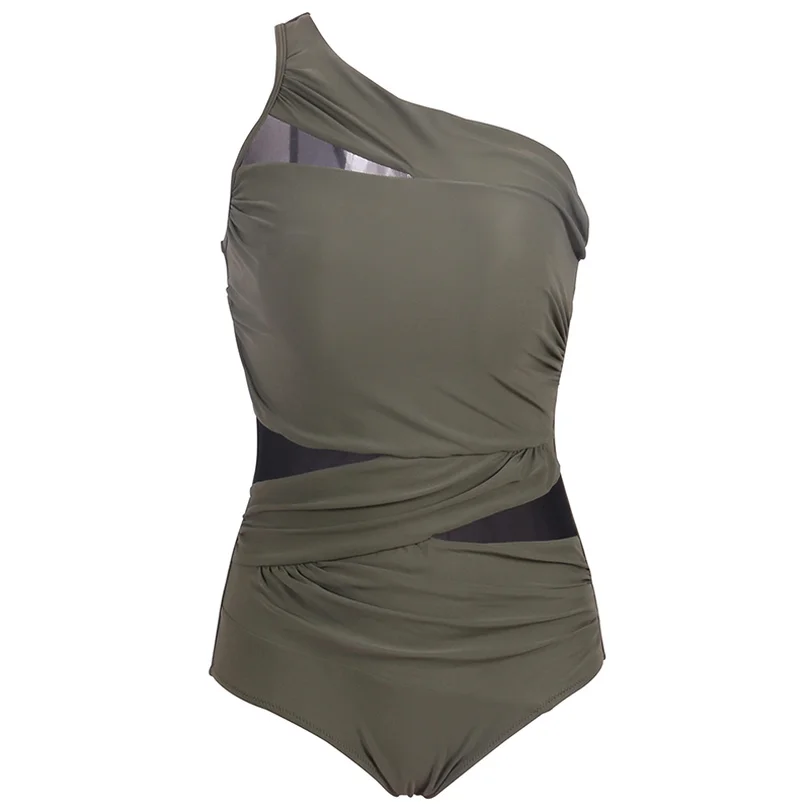 Сексуальный цельный купальник для женщин 2018 летняя пляжная одежда сетка на одно