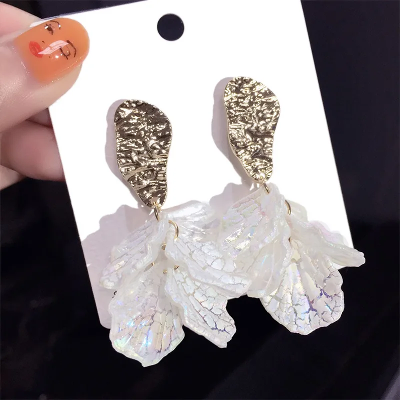 White Flower Earrings Women Accessorier Big Stud for Wedding Party Bohemian Acrylic Statement Boho Jewelry Gifts | Украшения и