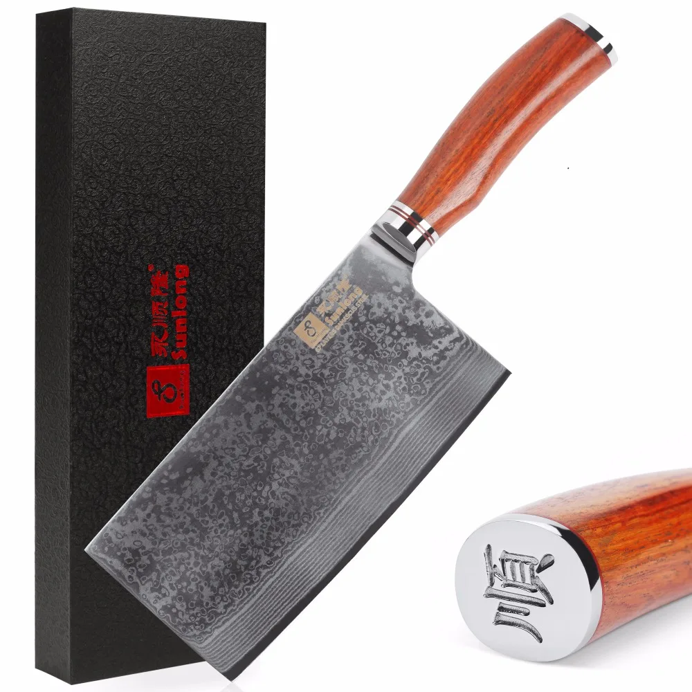 

Sunlong 7-дюймовые ножи для нарезки, кухонный нож из дамасской стали, китайские ножи шеф-повара, высококачественные ножи для овощей/мяса VG10