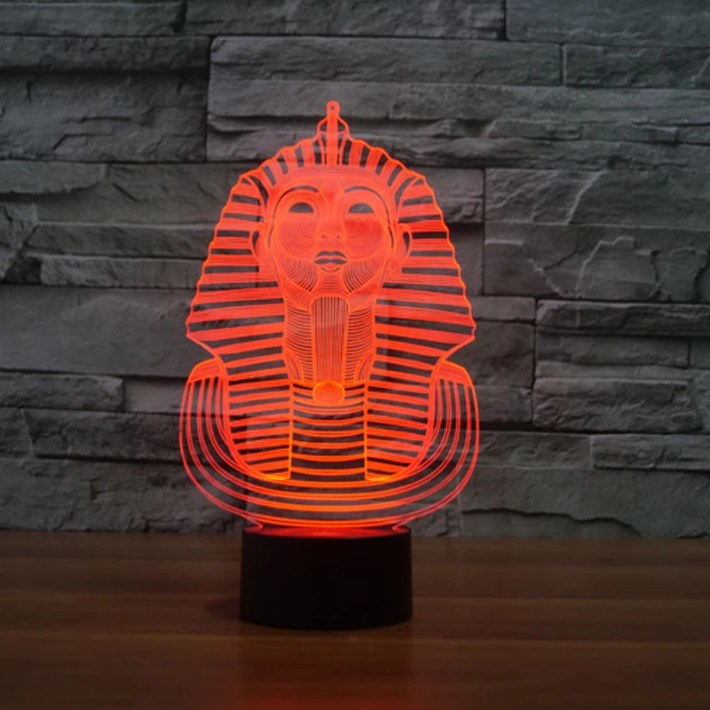3D светодиодный Египетский Сфинкс с USB ночник Фараона 7 цветов меняющий настроение