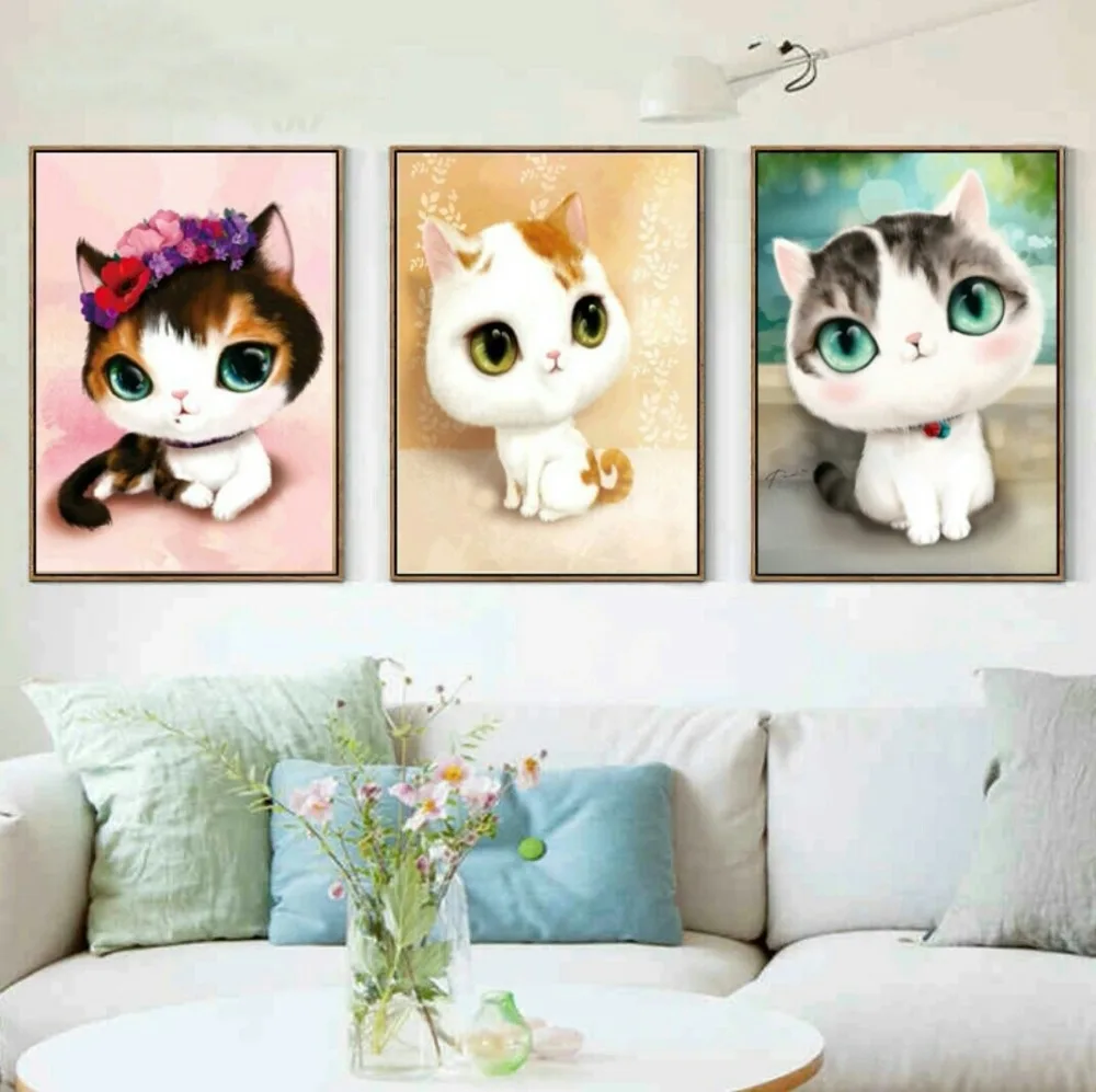 DIY подарок 5D 25x35 см милый кот алмазная живопись вышивка крестиком Мозаика картина
