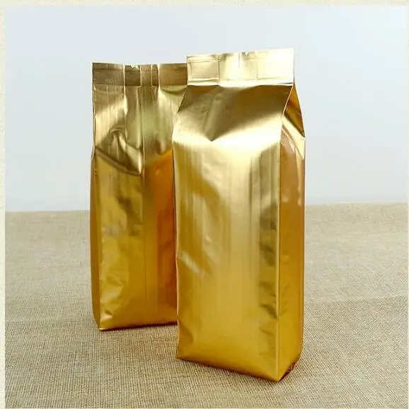 100 шт./лот упаковочная сумка для чая и кофе из золотой алюминиевой фольги/мешок