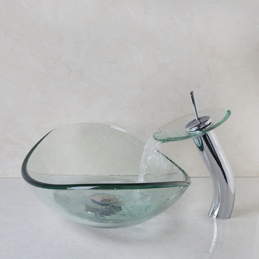 Смеситель для раковины KEMAIDI прозрачный из закаленного стекла|glass vessel|sink bowlbathroom sink