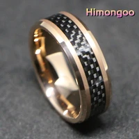 himongoo 8mm mens tungsten carbide ring wedding band inlay black carbon fiber comfort fit size 7 13