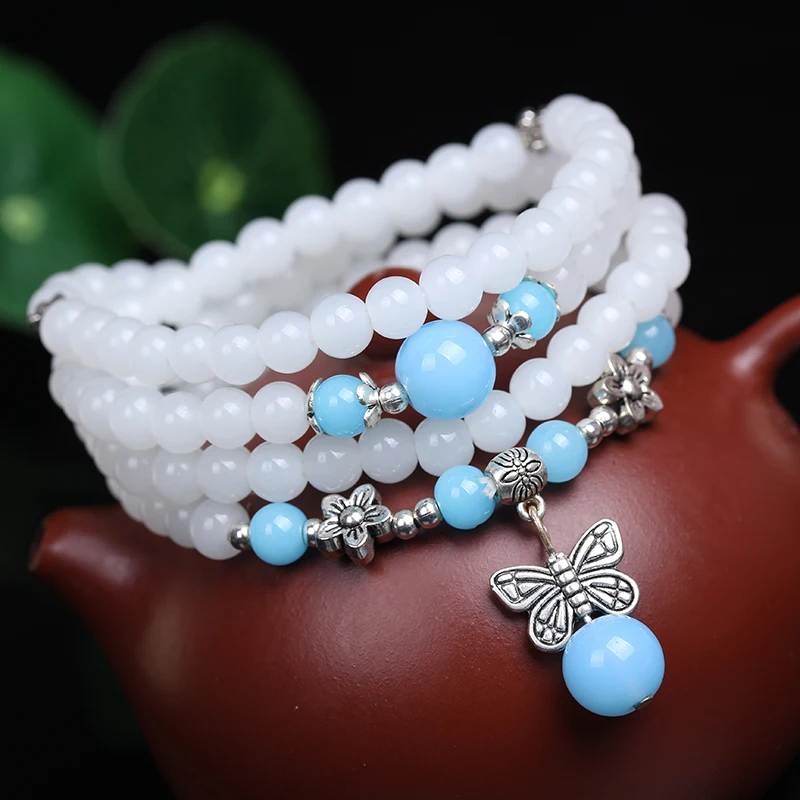 Новая мода 6 мм желтые бусины из халцедона Тибетские буддийские 108 молитвенные