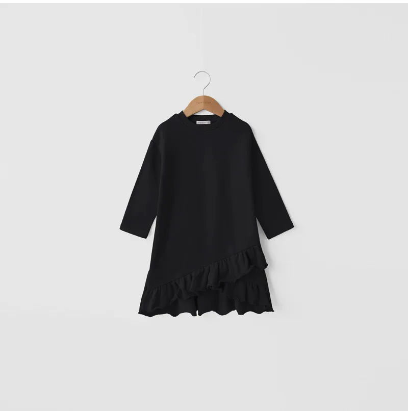 Big Kids Dresses For Girls Ruffle Cotton Long Sleeve Dress Princess Party Black Frocks Teens Girl Fashion Children Clothes 4-14Y | Детская