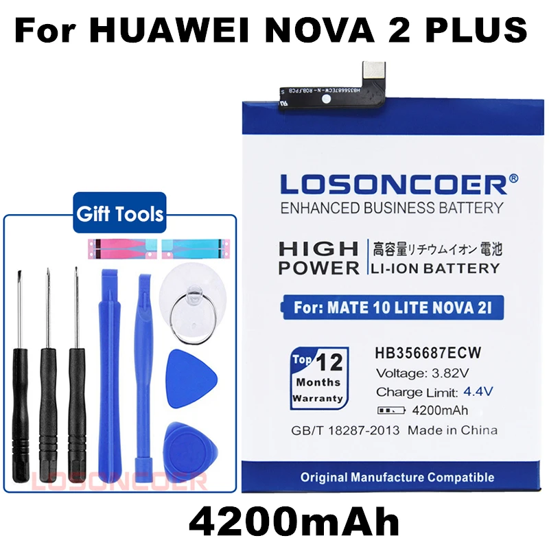 Аккумулятор 4200 мАч HB356687ECW для huawei Nova 2 Plus Nova 2I G10 mate 10 Lite BAC-AL00 7X Honor 9I mate 10