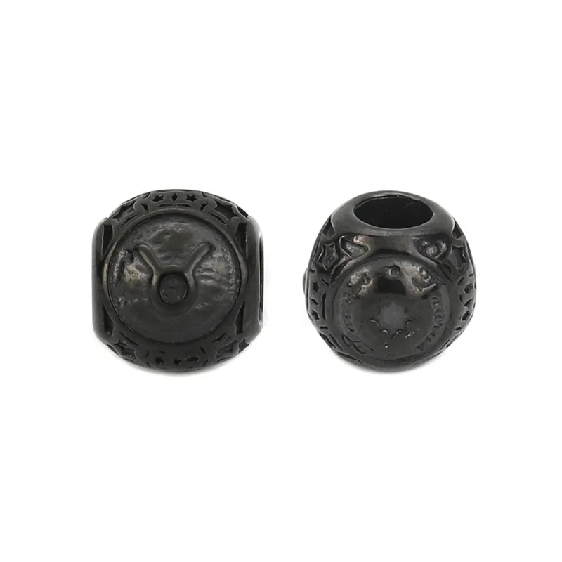 DoreenBeads 304 распорка из нержавеющей стали бусины Круглый черный знак созвездий 10 мм(3/") Диаметр., Отверстие: Приблизительно 4,3 мм, 1 шт - Цвет: Aries