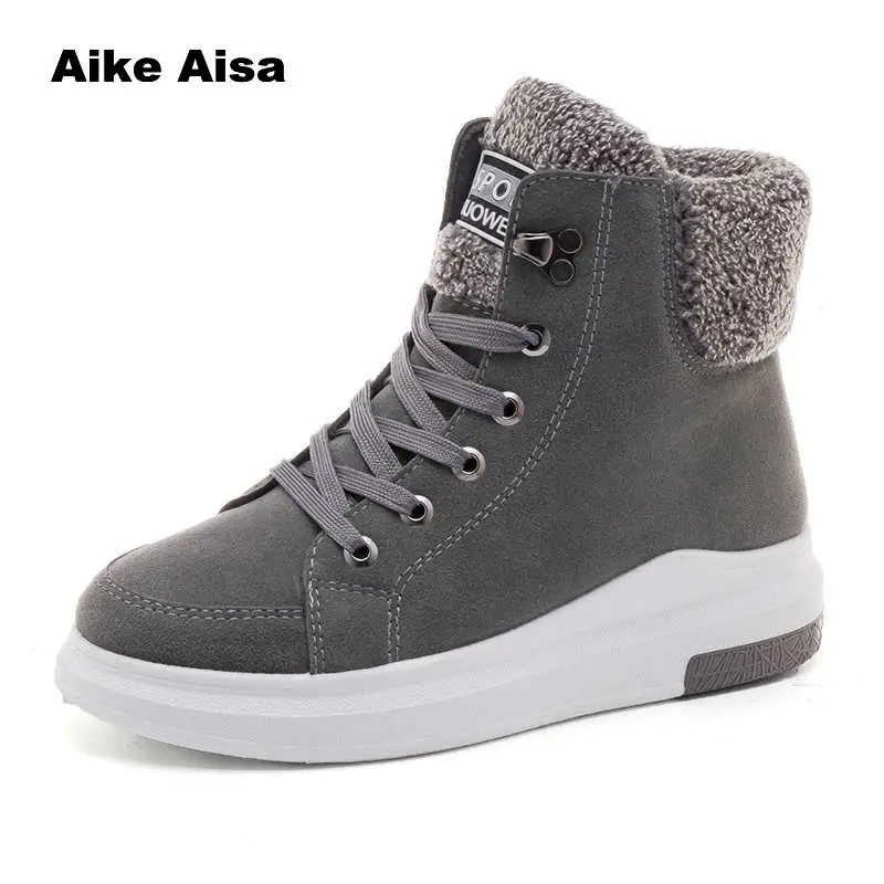 2018 популярные женские ботинки зимние теплые женская обувь на шнуровке меховые