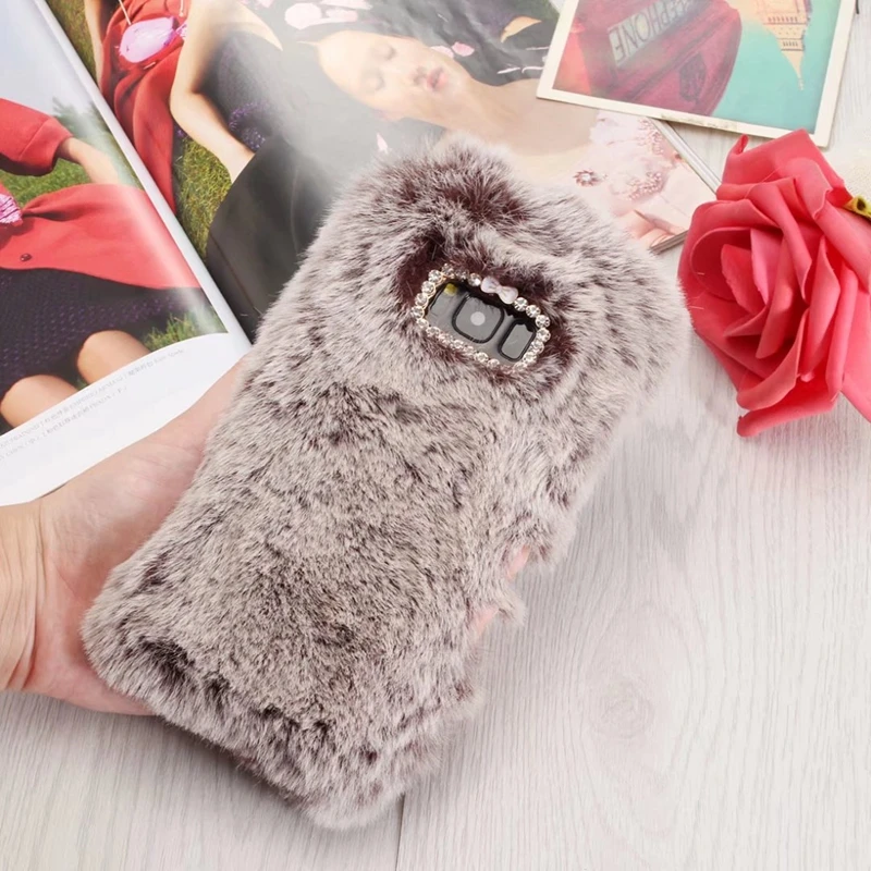 Winter Warm Hairy Phone Case For Samsung Galaxy A3 A5 A7 / 2017 Ultra Plush Rabbit Fur Plastic Coque Cover Long hair Shell |