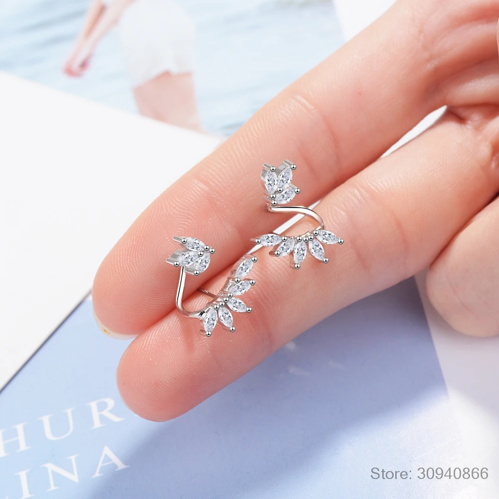 Серьги-гвоздики из стерлингового серебра 925 пробы с цветком Роскошные Прозрачные Серьги из фианита CZ для женщин Свадебные украшения для помолвки