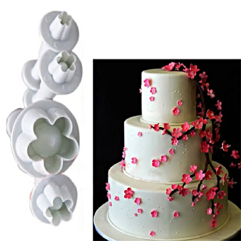 4 шт./компл. плунжерный резак для цветов сливы пластиковая Форма Sugarcraft помадка