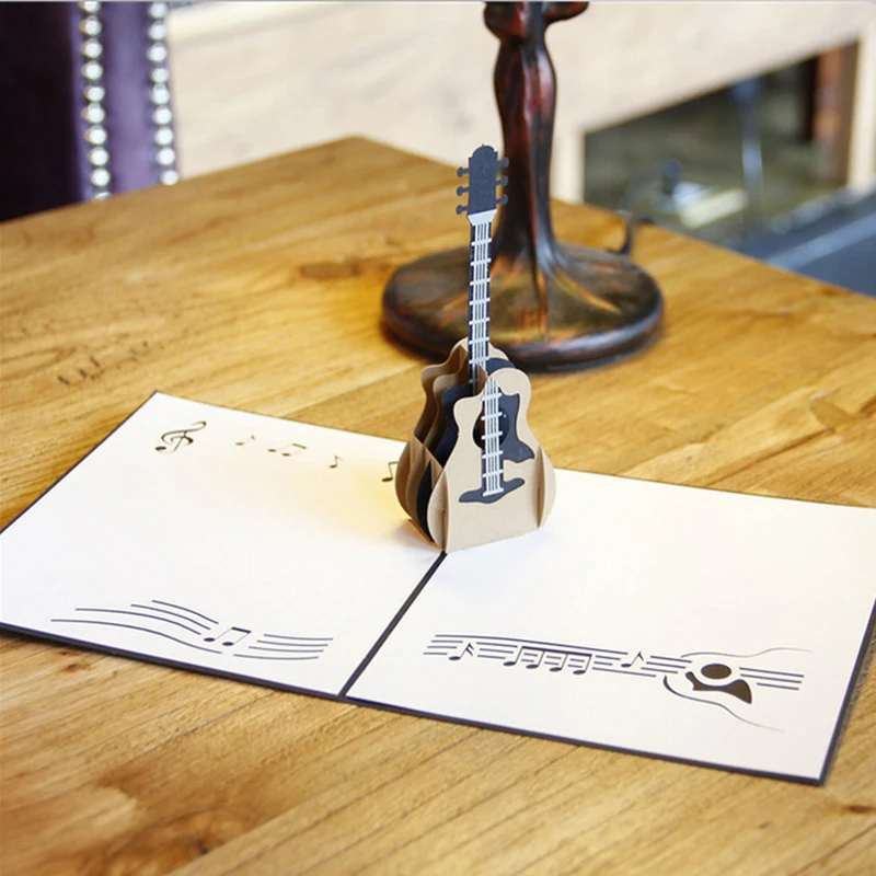 3D выдвижная музыкальная гитара поздравительная открытка Рождество День Святого