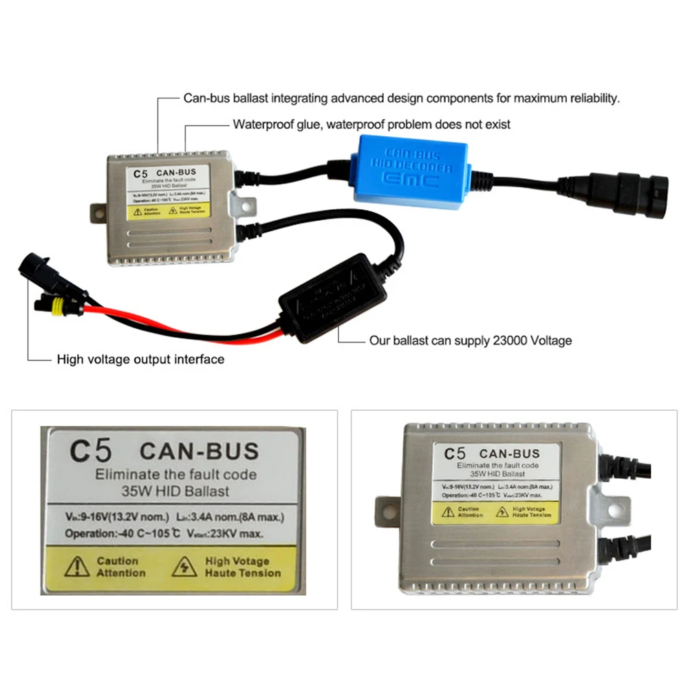 Canbus переменный ток балластный резистор 55 Вт HID для ксенонового балласта H1 H3 H7 hid