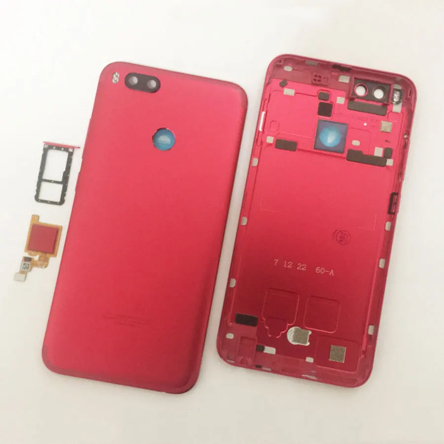 Red Для Xiaomi mi A1 5X mi A1 mi 5X чехол для батареи Корпус задняя дверь корпус+ датчик отпечатков пальцев гибкий кабель+ Sim лоток - Цвет: Red
