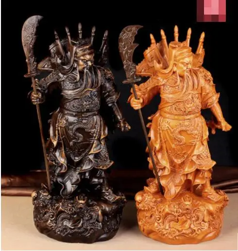 Resin wood-grain large knife Guan Gong pendant Yu Erye Saint Emperor King Wu God of Wealth Buddha statue | Дом и сад