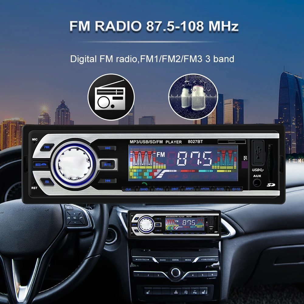 1 Din радио Bluetooth автомобиля 12 V-24 V SD MP3 плеер в машине автомагнитолы Авто аудио стерео Карро автомобильное зарядное устройство с Зарядное устройство автомобильный радиоприемник