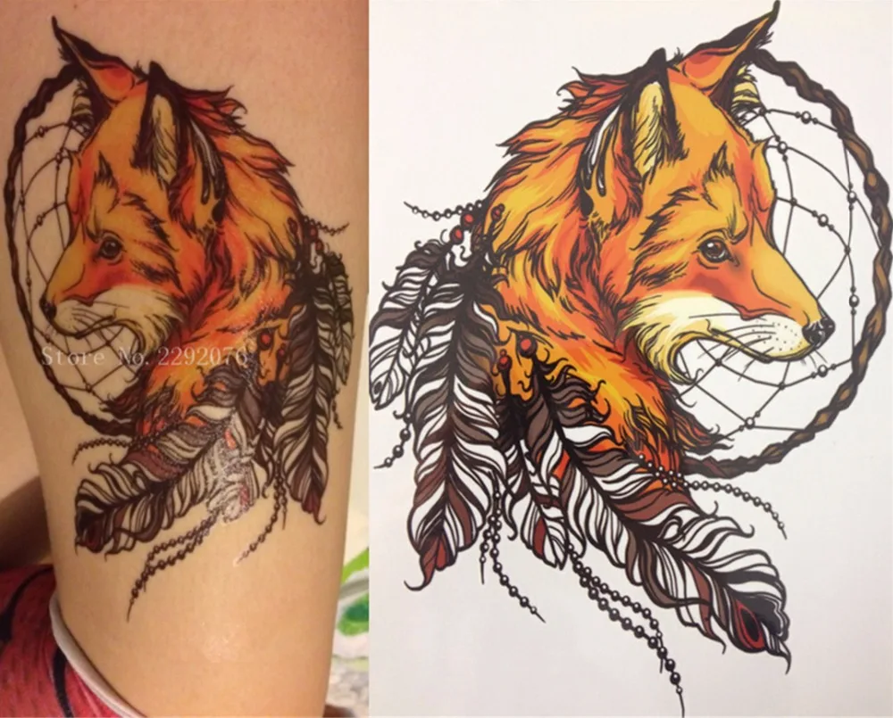 2018 NEW WITH BAGS 217-145 CM wet set mix Fox and Feather Cool Beauty Tattoo Waterproof Hot Temporary Stickers | Красота и здоровье