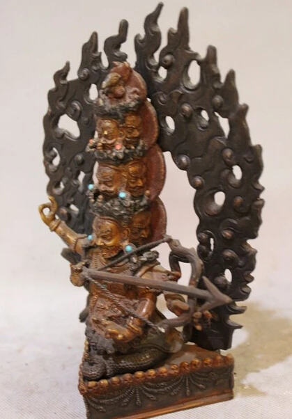 Оптовая продажа фабрики 9 &quotСтарый Тибет BuddhismTemple Чистая Бронзовый Девять Голов