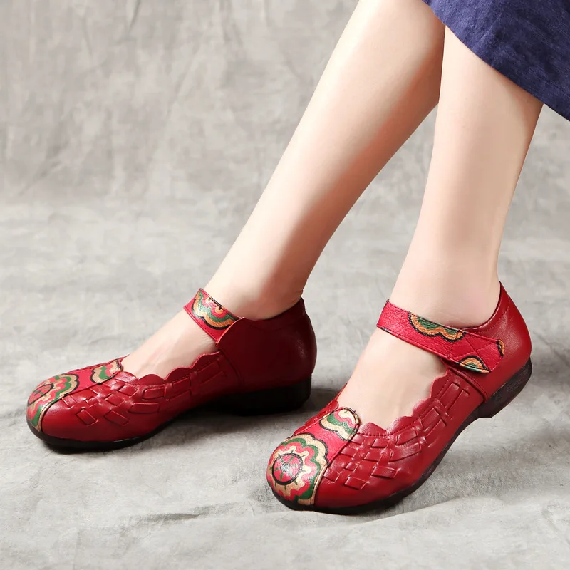 

Women's Flats Genuine Leather ladies shoes Fashion mouth Flower Weaving Comfortable Driving Casual Shoe soft Comfortable