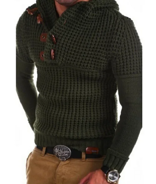 Men Tops Double-Breasted Collar Long Sleeve Multicolor Slim Fit Casual Sweater Zip Wool Pullover Half-Zipper Jumper Knitwear | Мужская