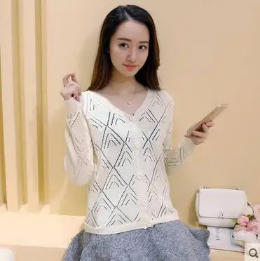 MLXSLKY весенний женский простой свитер с длинным рукавом и v-образным вырезом