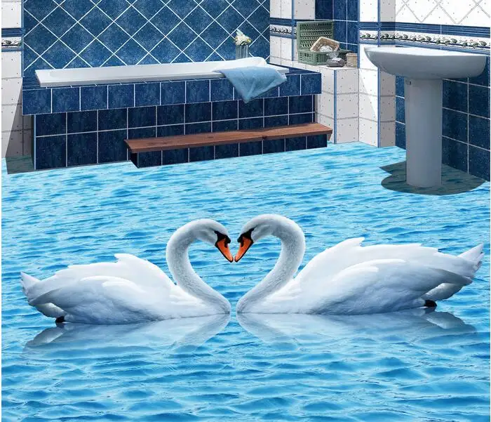 3d напольные покрытия ПВХ обои для стен под заказ с изображением белого лебедя