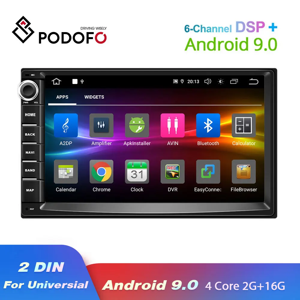Podofo DSP Android 9 0 Универсальный 2 din Автомобильный мультимедийный проигрыватель