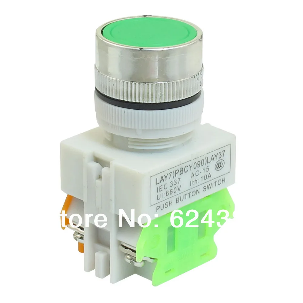 LAY7 11 AC 660V 10A DPST 4 Винтовая клемма Зеленый сигнал Мгновенный кнопочный