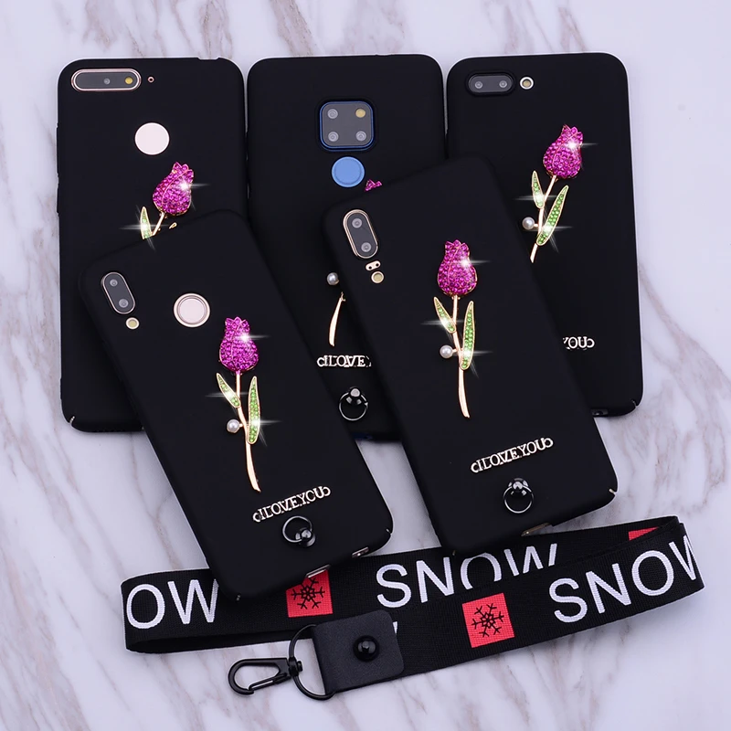 P20 Pro P30 Lite Case Wrist strap Hard Matte For Huawei P Smart Z 2019 Y9 Y5 Y6 Y7 2018 Honor 10 9 8A 8X 7X 8C 7A Cover | Мобильные