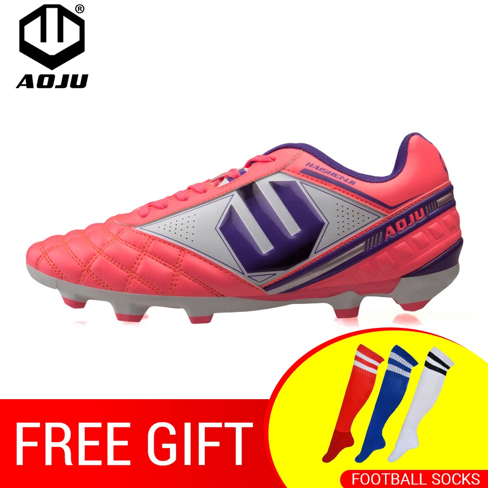 Pink AG AOJU/футбольные бутсы TF, футбольные бутсы, бутсы для тренировок, Botas Chuteira Futsal, футбольная обувь, мужские кроссовки - Цвет: Pink AG